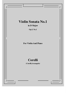 Соната No.1: Аранжировка для скрипки и фортепиано by Арканджело Корелли