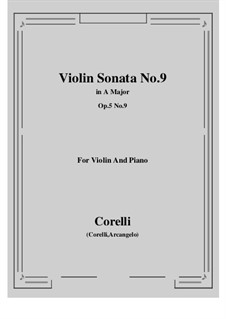 Соната No.9: Аранжировка для скрипки и фортепиано by Арканджело Корелли