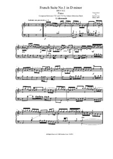 Сюита No.1 ре минор, BWV 812: Для фортепиано by Иоганн Себастьян Бах