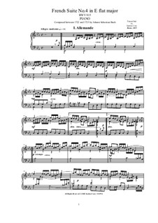 Сюита No.4 ми-бемоль мажор, BWV 815: Для фортепиано by Иоганн Себастьян Бах