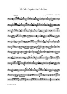 XI Cello Caprices for Cello Solo: XI Cello Caprices for Cello Solo by Joseph Maria Clemens Dall'Abaco