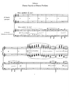 Два танца для арфы и струнного квинтета, L.103: Version for two piano four hands by Клод Дебюсси