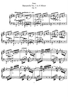 Баркарола No.1 ля-минор, Op.26: Для фортепиано by Габриэль Форе