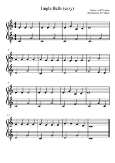 Piano version: Easy notes by James Lord Pierpont