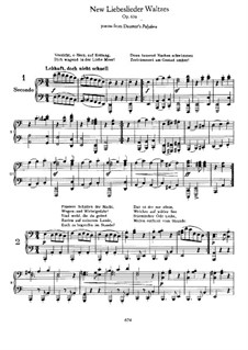 Новые песни любви, Op.65a: Для фортепиано в 4 руки by Иоганнес Брамс
