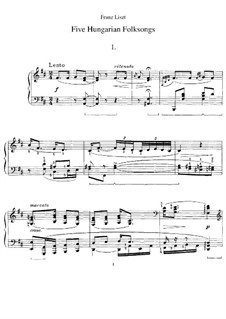 Пять венгерских народных песен, S.245: Для фортепиано by Франц Лист