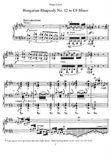 No.12 до-диез минор, для фортепиано, S.244: Для одного исполнителя by Франц Лист