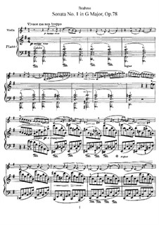 Соната для скрипки и фортепиано No.1 соль мажор, Op.78: Партитура, сольная партия by Иоганнес Брамс