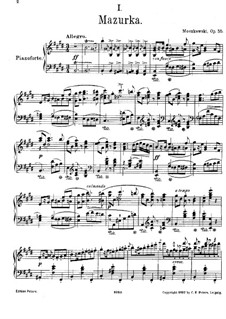 Четыре польских народных танца, Op.55: No.1 Mazurka, for piano by Мориц Мошковский