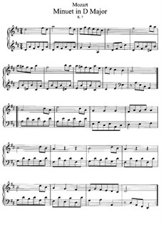 Соната для скрипки и фортепиано ре мажор, K.7: Менуэт, для фортепиано by Вольфганг Амадей Моцарт