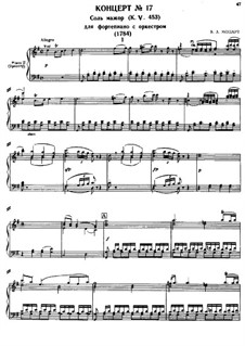 Концерт для фортепиано с оркестром No.17 соль мажор, K.453: Аранжировка для 2 фортепиано в 4 руки by Вольфганг Амадей Моцарт