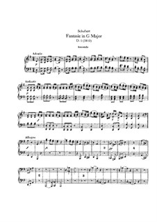 Фантазия для фортепиано в четыре руки соль мажор, D.1: Первая и вторая партии by Франц Шуберт