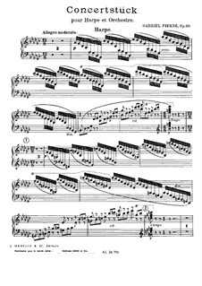 Концертная пьеса для арфы с оркестром, Op.39: Сольная партия by Габриэль Пьерне