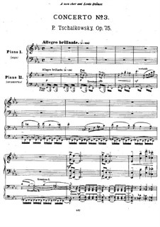 Концерт для фортепиано с оркестром No.3 ми-бемоль мажжор, TH 65 Op.75: Version for two pianos by Петр Чайковский
