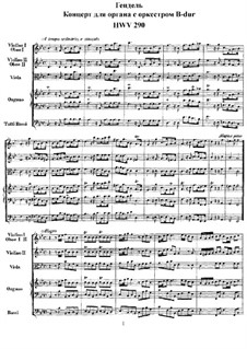 Концерт No.2 си-бемоль мажор, HWV 290: Партитура by Георг Фридрих Гендель