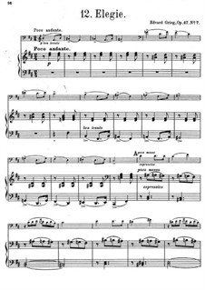 Лирические пьесы, Op.47: No.7 Элегия, для виолончели и фортепиано by Эдвард Григ