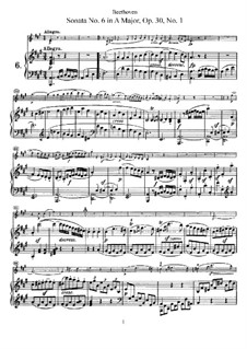 Соната для скрипки и фортепиано No.6, Op.30 No.1: Партитура, сольная партия by Людвиг ван Бетховен