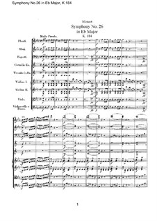 Симфония No.26 ми-бемоль мажор, K.184: Партитура by Вольфганг Амадей Моцарт