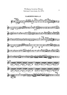 Концертная симфония для оркестра ми-бемоль мажор, K.297b: Партия кларнета by Вольфганг Амадей Моцарт
