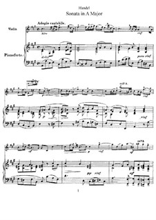 Соната для скрипки и клавесина ля мажор, HWV 372 Op.1 No.14: Версия для скрипки и фортепиано by Георг Фридрих Гендель