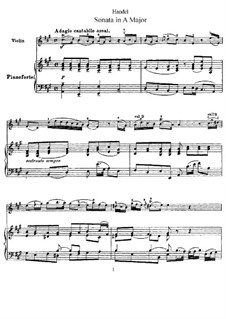 Соната для скрипки и клавесина ля мажор, HWV 361 Op.1 No.3: Версия для скрипки и фортепиано by Георг Фридрих Гендель