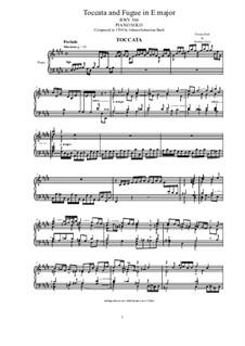 Токката и фуга ми мажор, BWV 566: Аранжировка для фортепиано by Иоганн Себастьян Бах