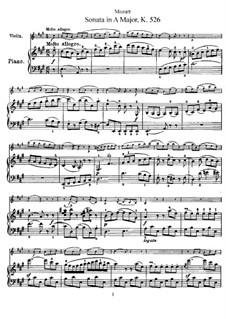 Соната для скрипки и фортепиано No.35 ля мажор, K.526: Партитура, сольная партия by Вольфганг Амадей Моцарт