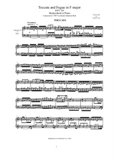 Токката и фуга фа мажор, BWV 540: Arrangement for harpsichord (or piano) by Иоганн Себастьян Бах