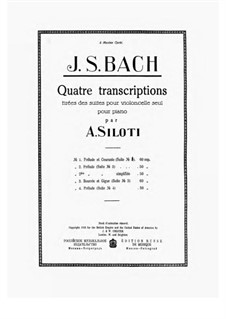 Сюита для виолончели No.1 соль мажор, BWV 1007: Prelude and Courante, for piano by Иоганн Себастьян Бах