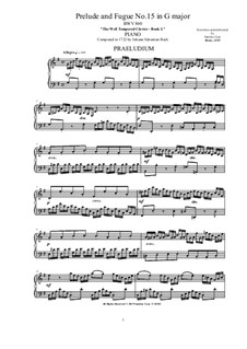 Прелюдия и фуга No.15 соль мажор, BWV 860: Для фортепиано by Иоганн Себастьян Бах