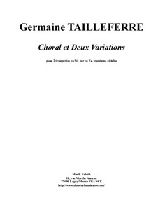 Choral et Deux Variations: Для квинтета медных духовых by Germaine Tailleferre