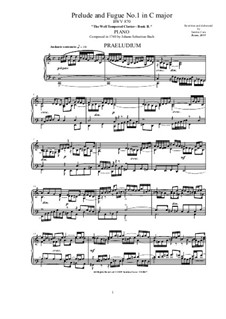 Прелюдия и фуга No.1 до мажор, BWV 870: Для фортепиано by Иоганн Себастьян Бах