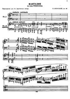 Фантазия на темы И. Т. Рябинина, Op.48: Для двух фортепиано в 4 руки by Антон Аренский