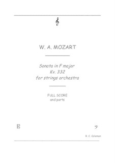 Соната для фортепиано No.12 фа мажор, K.332: Strings orchestra transcription by Вольфганг Амадей Моцарт