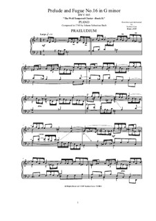 Прелюдия и фуга No.16 соль минор, BWV 885: Для фортепиано by Иоганн Себастьян Бах