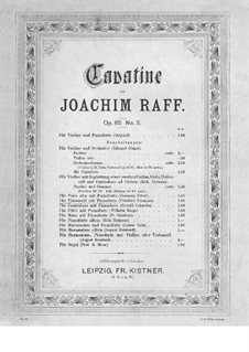 Шесть пьес для скрипки и фортепиано, Op.85: No.3 Каватина – партитура, сольная партия (виолончель) by Иоахим Рафф
