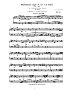 Прелюдия и фуга No.24 си минор, BWV 893: Для фортепиано by Иоганн Себастьян Бах