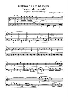 Симфония No.1 ми-бемоль мажор, K.16: Movement I, for piano by Вольфганг Амадей Моцарт