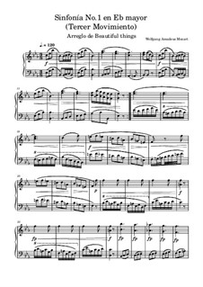 Симфония No.1 ми-бемоль мажор, K.16: Movement III, for piano by Вольфганг Амадей Моцарт