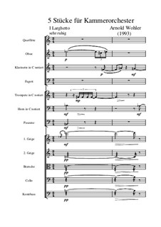 Für Kammerorchester, Op.2: Партитура by Arnold Wohler