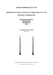 Concerto No.12 in D Major: For double oboe d'amore and piano by Томазо Альбинони