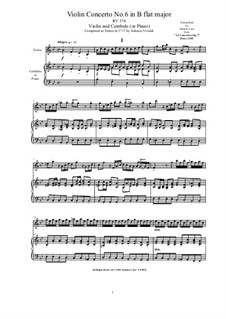 10 Concertos for Violin, Strings and Cembalo, Op.7: Concerto No.6. Version for violin and cembalo (or piano), RV 374 by Антонио Вивальди