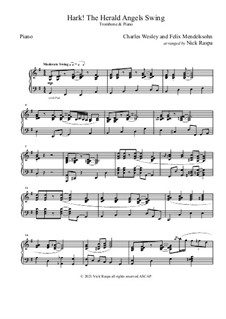 Hark! The Herald Angels Swing: For trombone and piano – piano part by Феликс Мендельсон-Бартольди, Charles Wesley, Jr.