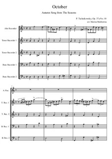 No.10 Октябрь (Осенняя песня): For quintet recorder by Петр Чайковский