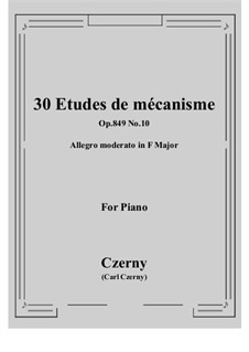 Nos.1-10: No.10 Allegro moderato in F Major by Карл Черни