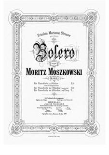Две концертные пьесы для скрипки и фортепиано, Op.16: No.2 Bolero, for piano by Мориц Мошковский