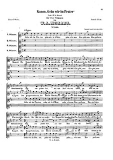 Gehn wir im Prater, K.558: Gehn wir im Prater by Вольфганг Амадей Моцарт