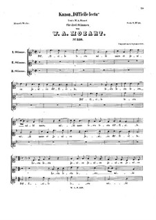 Difficile lectu mihi Mars, K.559: Difficile lectu mihi Mars by Вольфганг Амадей Моцарт