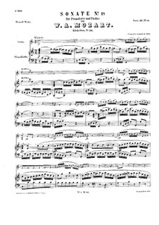 Соната для скрипки и фортепиано до мажор, K.56: Партитура by Вольфганг Амадей Моцарт