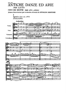 Antiche danze et arie per liuto. Suite No.3: Партитура by Отторино Респиги